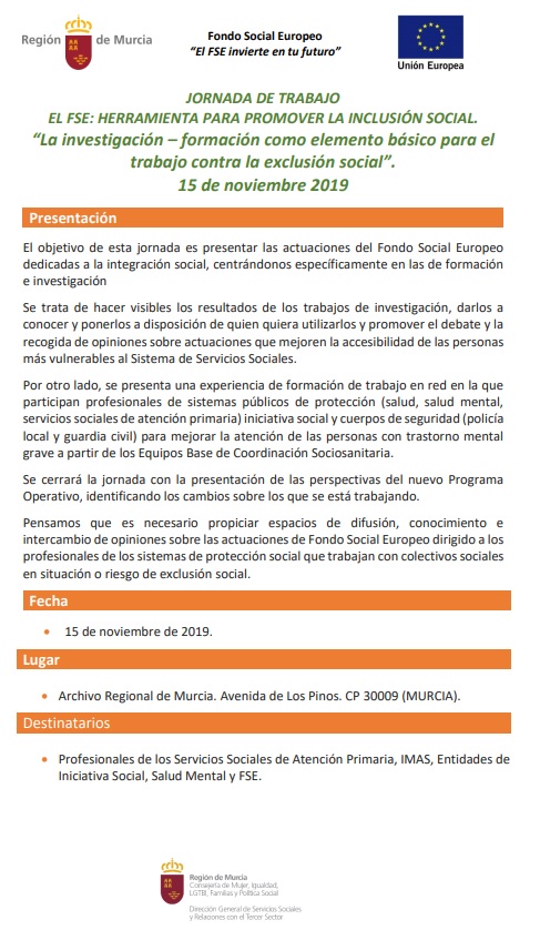 Programa de Jornada de trabajo. El FSE: herramienta para promover la inclusión social